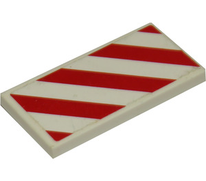 LEGO White Tile 2 x 4 with Red and White Danger Stripes 7593 Sticker (87079)