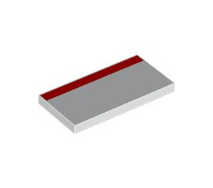 LEGO White Tile 2 x 4 with Red Stripe (87079 / 105186)