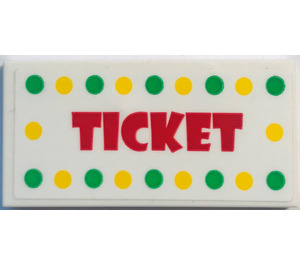 LEGO White Tile 2 x 4 with Ticket Sticker (87079)