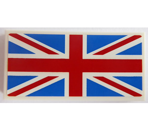 LEGO White Tile 2 x 4 with United Kingdom Flag Sticker (87079)