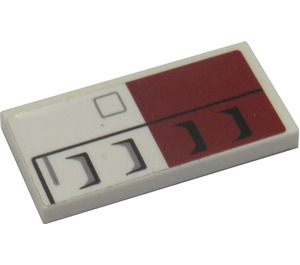 LEGO White Tile 2 x 4 with Vents and Dark Red and White Square (Right) Sticker (87079)