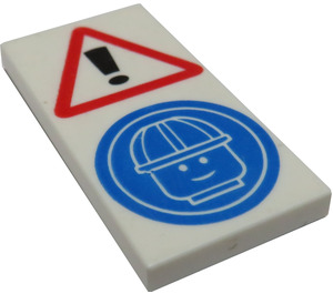 LEGO blanc Tuile 2 x 4 avec Warning Casque sign (29839 / 87079)
