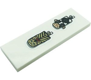 LEGO White Tile 2 x 6 with Cat and Cow Oven Mitts on Hooks Sticker (69729)