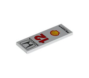 LEGO White Tile 2 x 6 with ‘Honda, 12, Shell and McLaren’ (69729 / 106950)