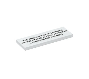 LEGO White Tile 2 x 6 with 'The Brand with the 3 Stripes' (69729 / 76315)