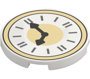 LEGO Bianco Piastrella 3 x 3 Rotondo con Clock Viso e Beige Border (67095)