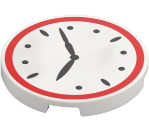 LEGO Blanco Plana 3 x 3 Circular con Clock Cara con Rojo Borde (67095)