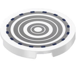 LEGO White Tile 3 x 3 Round with Concentric Circles Sticker (67095)