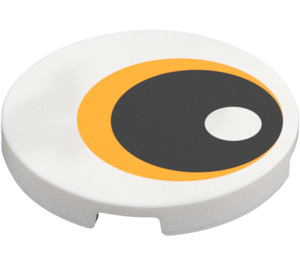 LEGO White Tile 3 x 3 Round with Eye with Yellow (80807 / 113419)