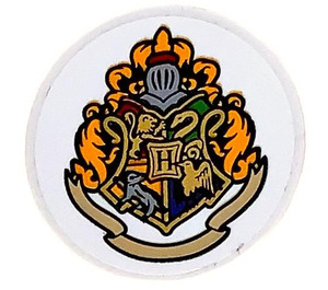 LEGO Wit Tegel 3 x 3 Ronde met Hogwarts Emblem Sticker (67095)