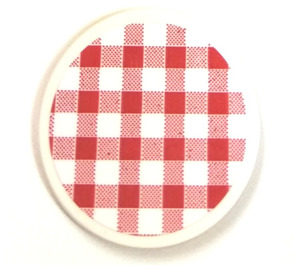 LEGO White Tile 3 x 3 Round with Red & White Tablecloth Sticker (67095)