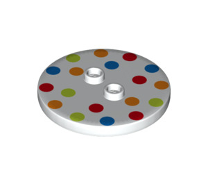 LEGO White Tile 4 x 4 Round with 2 Studs with Coloured Dots (32627 / 33490)