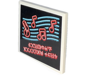 LEGO Wit Tegel 4 x 4 met Muziek Notes en Ninjago Logogram 'LAUGHY'S KARAOKE CLUB' Sticker (1751)