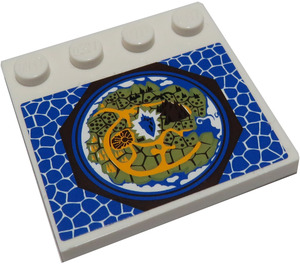 LEGO White Tile 4 x 4 with Studs on Edge with blue scales pattern Sticker (6179)