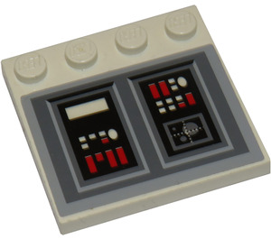 LEGO Weiß Fliese 4 x 4 mit Bolzen auf Kante mit Control Panel Aufkleber (6179)