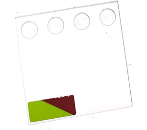 LEGO White Tile 4 x 4 with Studs on Edge with Dark Red and Lime Triangles left Corner Sticker (6179)