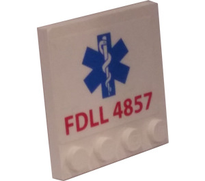 LEGO White Tile 4 x 4 with Studs on Edge with FDLL 4857 and EMT Star of Life Sticker (6179)