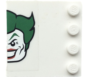 LEGO White Tile 4 x 4 with Studs on Edge with Joker Funhouse Head (Left) Sticker (6179)
