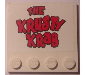 LEGO blanc Tuile 4 x 4 avec Goujons sur Bord avec Krusty Krab Sign Autocollant (6179)