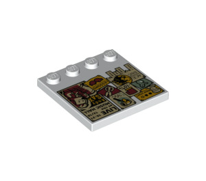 LEGO Weiß Fliese 4 x 4 mit Bolzen auf Kante mit Notice Tafel (6179 / 80815)