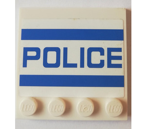 LEGO White Tile 4 x 4 with Studs on Edge with POLICE Sticker (6179)