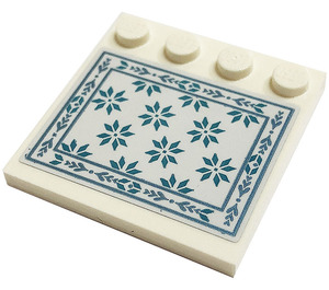 LEGO Weiß Fliese 4 x 4 mit Bolzen auf Kante mit Snowflakes Aufkleber (6179)