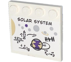 LEGO blanc Tuile 4 x 4 avec Goujons sur Bord avec Solar System Autocollant (6179)