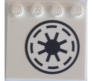 LEGO White Tile 4 x 4 with Studs on Edge with Star Wars Republic Logo Sticker (6179)