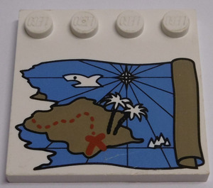LEGO blanc Tuile 4 x 4 avec Goujons sur Bord avec Treasure Map Right-Demi (6179)