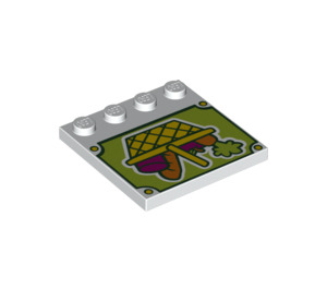 LEGO Blanco Plana 4 x 4 con Espigas en Borde con Vegetable Basket (6179 / 19971)