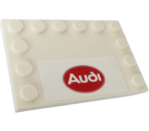LEGO Wit Tegel 4 x 6 met Studs Aan 3 Edges met Audi Sticker (6180)