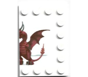 LEGO blanc Tuile 4 x 6 avec Goujons sur 3 Edges avec Dragon Droite (6180)