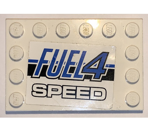 LEGO blanc Tuile 4 x 6 avec Goujons sur 3 Edges avec "Fuel 4 Speed" Autocollant (6180)