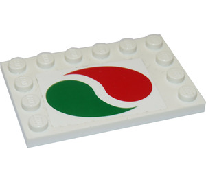LEGO White Tile 4 x 6 with Studs on 3 Edges with Octan Logo Sticker (6180)