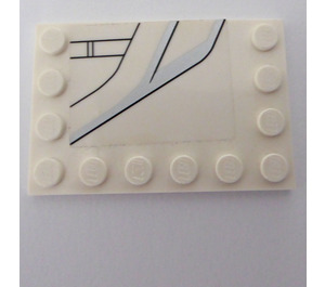 LEGO Weiß Fliese 4 x 6 mit Bolzen auf 3 Edges mit Silber und Schwarz Lines - Links Seite Aufkleber (6180)
