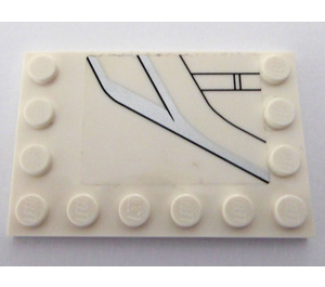 LEGO Wit Tegel 4 x 6 met Studs Aan 3 Edges met Zilver en Zwart Lines - Rechtsaf Kant Sticker (6180)