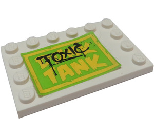 LEGO blanc Tuile 4 x 6 avec Goujons sur 3 Edges avec "Toxic Tank" Autocollant (6180)