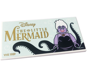 LEGO White Tile 4 x 8 Inverted with Ursula, 'Disney', The Little Mermaid', 'VHS 1989' Sticker (83496)