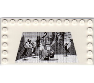 LEGO blanc Tuile 6 x 12 avec Goujons sur 3 Edges avec Film Screen avec Dancing Minifigure Autocollant (6178)