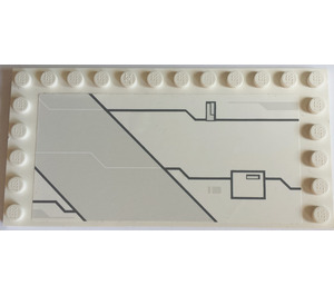 LEGO White Tile 6 x 12 with Studs on 3 Edges with Panel Lines and Hatch Sticker (6178)