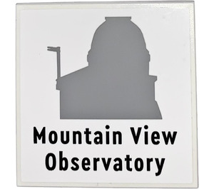 LEGO Weiß Fliese 6 x 6 mit Mountain View Observatory Aufkleber mit Unterrohren (10202)