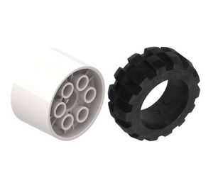 LEGO White Tire 49.6 x 20 Thick Rubber (Balloon 20 x 30) with Technic Hub Ø30.4 X 20