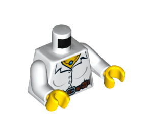 LEGO hvid Torso med Buttoned Skjorte, Rund Stone på Halskæde (973 / 76382)