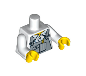 LEGO Wit Torso met Grey Bib Overalls en Plaid Shirt (76382 / 88585)