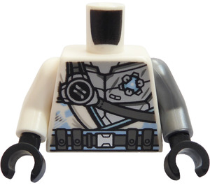 LEGO Blanco Torso con Ninjago 'Z', Belts y Uno Plano Plateado Brazo (973)