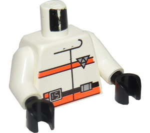 LEGO White Torso with Orange Stripes, 15 on Belt and Res-Q Logo on Back (973)