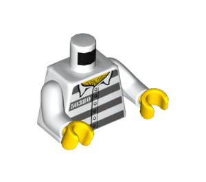 LEGO blanc Torse avec Prison Rayures et Number 50380 avec 6 boutons (973 / 76382)