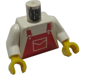 LEGO hvid Torso med Rød Overall (973)