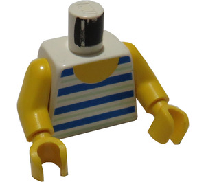 LEGO Weiß Torso mit Dick Blau und Dünn Medium Green Streifen mit Gelb Arme und Gelb Hände (973)