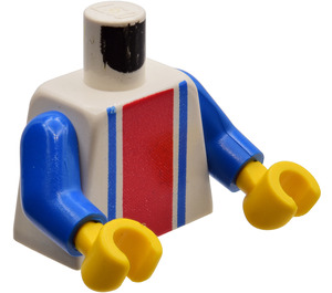 LEGO Weiß Torso mit Vertikale rot und Blau Streifen und Blau Arme (973)